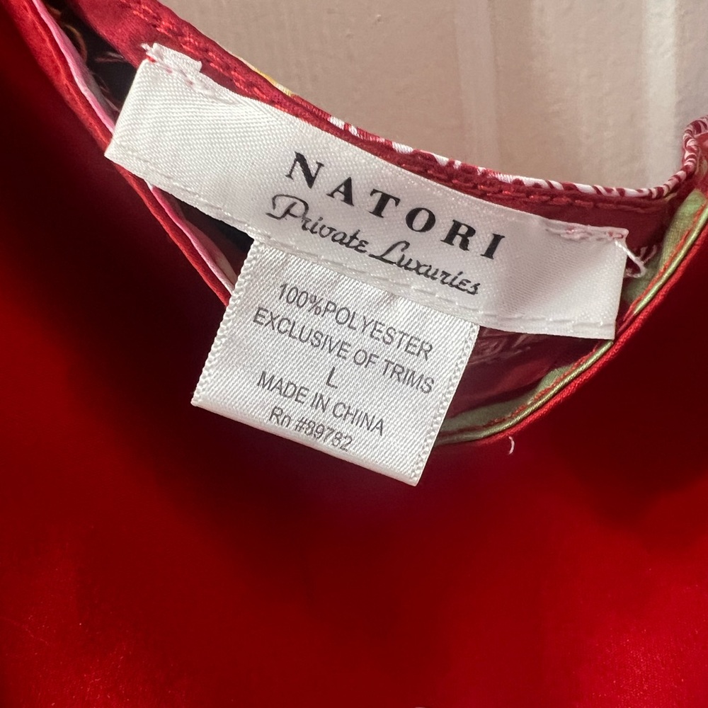 Natori Private Luxuries Gown Size Large Red Charmeuse Silky Slip Nightgown - Picture 5 of 5